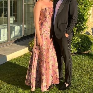 Lulus Pink Floral Formal Prom Dress, Medium